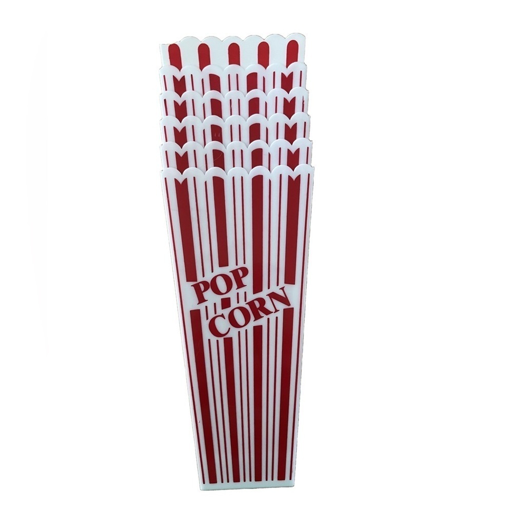 Vintage Style Popcorn Containers (6) | Red White Movie Theater Style | Reusable